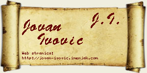 Jovan Ivović vizit kartica